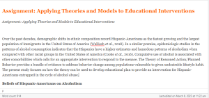 Assignment  Applying Theories and Models to Educational Interventions