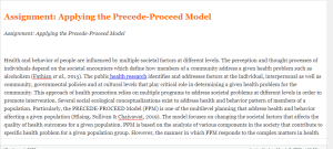 Assignment  Applying the Precede-Proceed Model