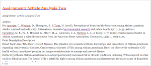 Assignment Article Analysis Two