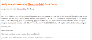 Assignment  Assessing Muscoskeletal Pain Essay