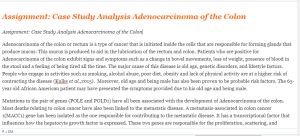 Assignment Case Study Analysis Adenocarcinoma of the Colon