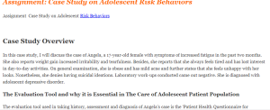 Assignment  Case Study on Adolescent Risk Behaviors
