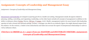 Assignment Concepts of Leadership and Management Essay