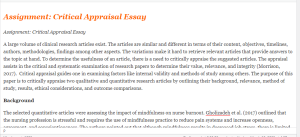 Assignment  Critical Appraisal Essay