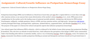 Assignment Cultural Genetic Influence on Postpartum Hemorrhage Essay