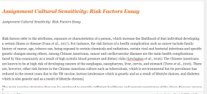 Assignment Cultural Sensitivity  Risk Factors Essay