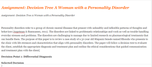 Assignment Decision Tree A Woman with a Personality Disorder