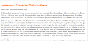 Assignment Descriptive Statistics Essay