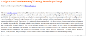 Assignment  Development of Nursing Knowledge Essay