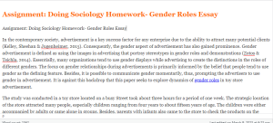 Assignment Doing Sociology Homework- Gender Roles Essay