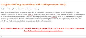 Assignment Drug Interactions with Antidepressants Essay