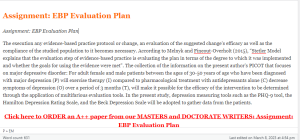 Assignment  EBP Evaluation Plan