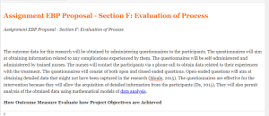 Assignment EBP Proposal - Section F Evaluation of Process