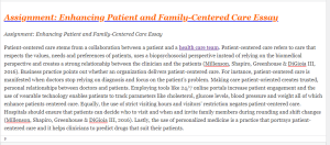 Assignment Enhancing Patient and Family-Centered Care Essay