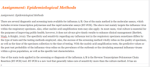 Assignment Epidemiological Methods