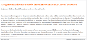 Assignment Evidence-Based Clinical Intervention  A Case of Diarrhea