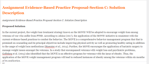 Assignment Evidence-Based Practice Proposal-Section C  Solution Description