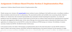 Assignment  Evidence-Based Practice Section E-Implementation Plan