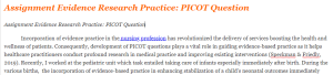 Assignment Evidence Research Practice PICOT Question