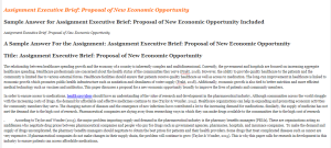 Assignment Executive Brief  Proposal of New Economic Opportunity