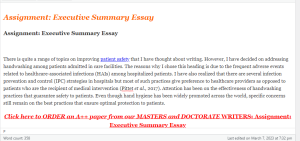 Assignment  Executive Summary Essay