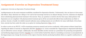 Assignment Exercise as Depression Treatment Essay