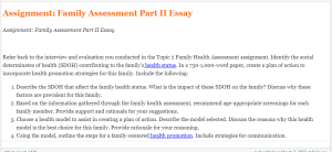 Assignment  Family Assessment Part II Essay