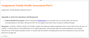 Assignment Family Health Assessment Part I