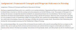 Assignment Framework Concepts and Program Outcomes in Nursing