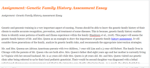 Assignment Genetic Family History Assessment Essay