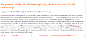 Assignment Global Health Issue Affecting the International Health Community