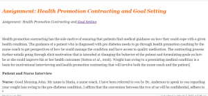 Assignment  Health Promotion Contracting and Goal Setting