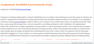 Assignment  Healthful Environments Essay