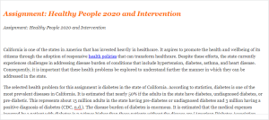 Assignment Healthy People 2020 and Intervention