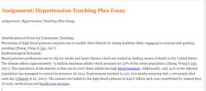 Assignment Hypertension Teaching Plan Essay
