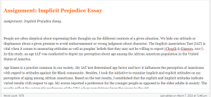 Assignment  Implicit Prejudice Essay