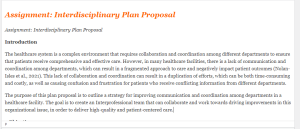 Assignment Interdisciplinary Plan Proposal