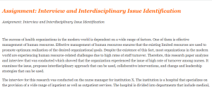 Assignment Interview and Interdisciplinary Issue Identification