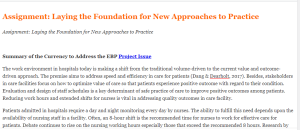 Assignment Laying the Foundation for New Approaches to Practice