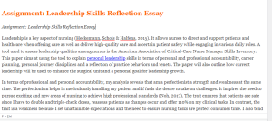 Assignment  Leadership Skills Reflection Essay