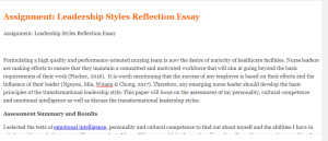 Assignment Leadership Styles Reflection Essay