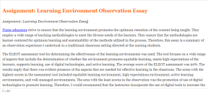 Assignment Learning Environment Observation Essay