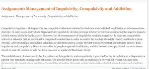 Assignment  Management of Impulsivity, Compulsivity and Addiction