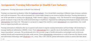 Assignment Nursing Informatics in Health Care Industry