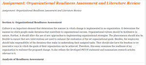Assignment Organizational Readiness Assessment and Literature Review
