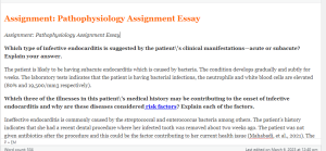 Assignment  Pathophysiology Assignment Essay
