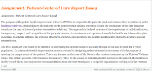 Assignment  Patient-Centered Care Report Essay