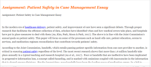 Assignment Patient Safety in Case Management Essay