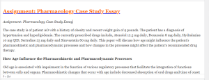 Assignment Pharmacology Case Study Essay