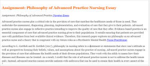 Assignment Philosophy of Advanced Practice Nursing Essay